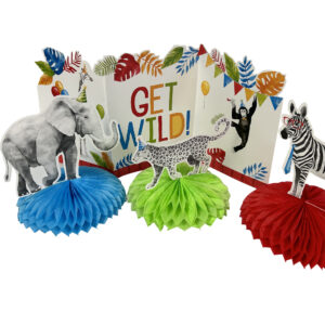Party Animals Centerpiece - 1 - 4 Piece Centerpiece or 6 Centerpieces/Case