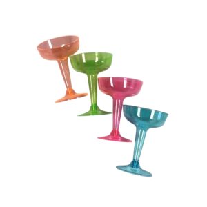 Neon Champagne Glasses, 4 Assorted Colors - 20 Cups/Pack 400 Cups/Case