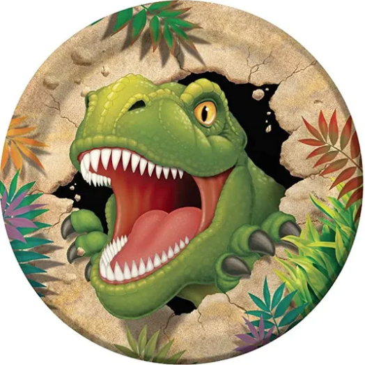 Dino Blast 9in Plates - 8 Plates/Pack or 96 Plates/Case