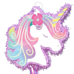 "Enchanted Unicorn", Pull-String Pinata - 1 Pinata or 4 Pinatas/Case