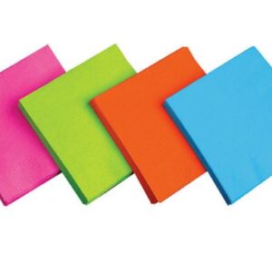Luncheon Napkins - 4 Neon Colors - 48 Napkins/Pack or 576 Napkins/Case