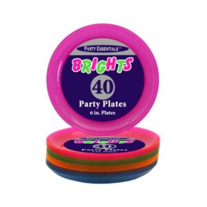 Neon Party Plates - 6" Assorted - 40 Plates/Pack or 480 Plates/Case