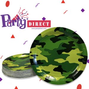Camouflage 9" Paper Dinner Plates - 50 Plates/Pack or 1,000 Plates/Case