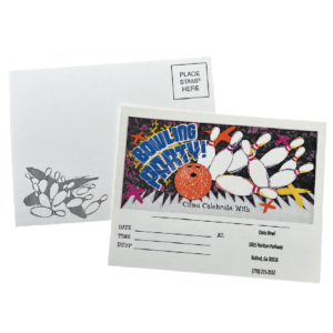 Cosmic Glow Bowling Postcard Invitation with Custom Imprint - 2500/Case