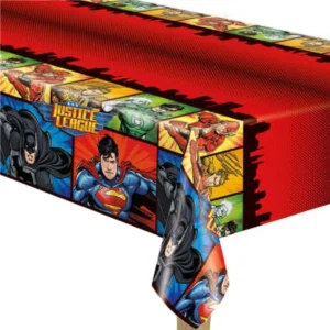 Justice League Plastic Table Cover - 1 Table Cover or 12 Table Covers/Case