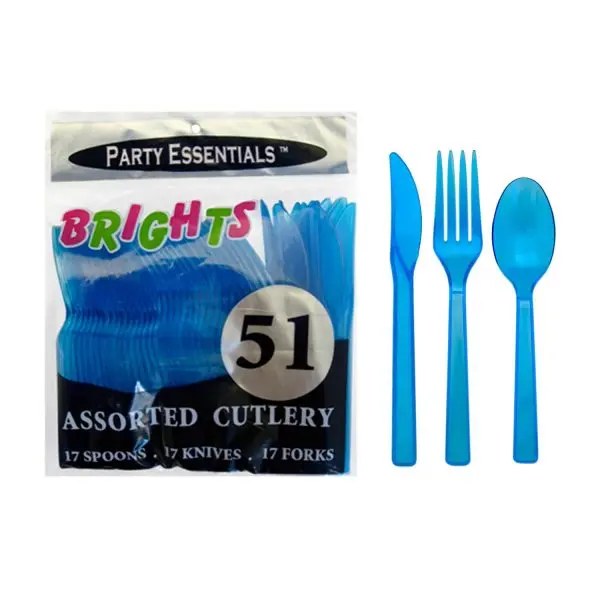 Neon Blue Cutlery - 51 Pieces/Pack or 1,224 Pieces/Case