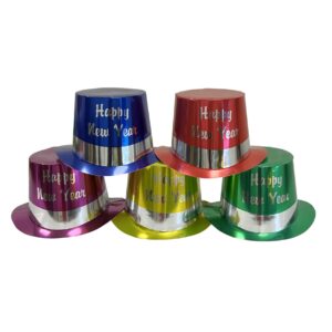 Top Hats, Happy New Year, Paper, Assorted Foil Colors - 25 Hats/Box