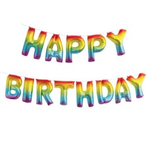 Rainbow Foil "Happy Birthday" Balloon Banner Kit - 1 Banner or 12 Banners/Case