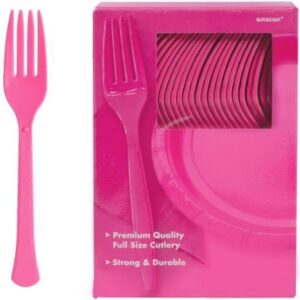 Jumbo Plastic Table Rolls - 1 Roll or 4 Rolls/Case - Hot Pink