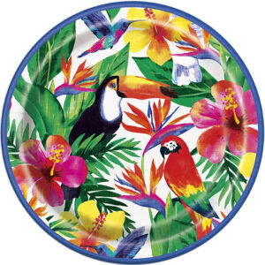 Palm Tropical Luau 9in Plate - 8 Plates/Pack or 96 Plates/Case