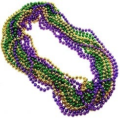 Metallic Mardi Gras Beads, 3 Colors - Per Dozen