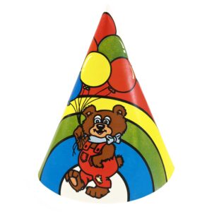 Rainbow Bear Party Hats - 5 Hats/Pack