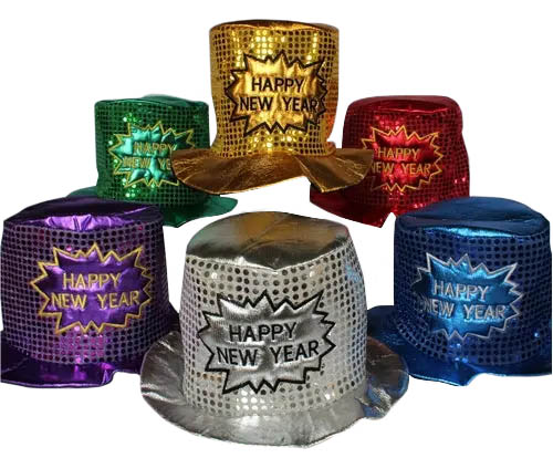 Fabric New Year's Eve Party Hats - 12 Hats/Pack