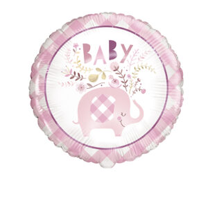 Pink Floral Elephant 18" Foil Balloon - 1 Balloon or 5 Balloons/Case