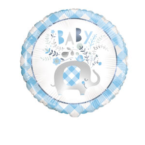 Blue Floral Elephant 18" Foil Balloon - 1 Balloon/Pack or 5 Balloons/Case