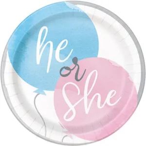 Gender Reveal 7" Plates - 8 Plates/Pack or 96 Plates/Case