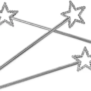 6.5" Mini Star Silver Wands - 12 Pieces/Bag