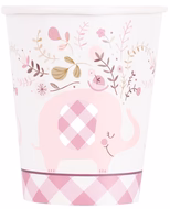 Pink Floral Elephant 9oz Cup - 8 Cups/Pack or 96 Cups/Case