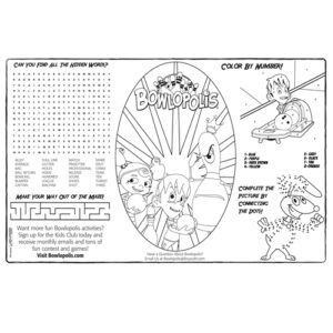 Bowlopolis Coloring Placemats - 100 Placemats/Pack