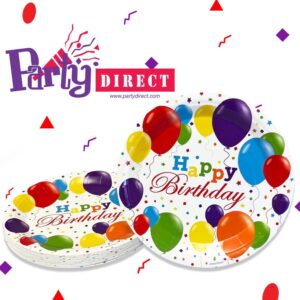 Birthday Balloon Jamboree, 9" Paper Plates - 50 Plates/Pack or 500 Plates/Case