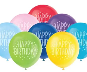 9" Birthday Imprinted Balloons - 20 Balloons/Pack or 240 Balloons/Case