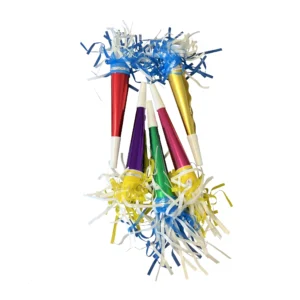 Colorful Fringed Foil 8" Party Horns - 25/Bag
