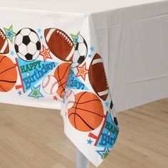 Sports Birthday Table Cover - 1 Table Cover or 18 Table Covers/Case