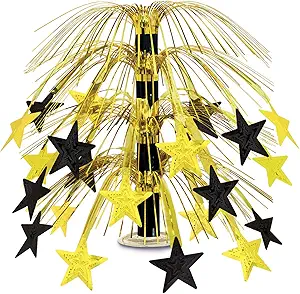 Black & Gold Star Metallic Table Fountain - 1 Centerpiece or 6 Centerpieces/Case