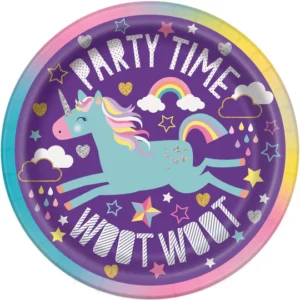 Unicorn Party 7" Plates - 8 Plates/Pack or 96 Plates/Case