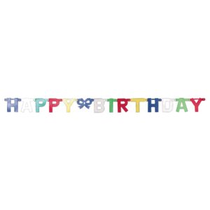 Happy Birthday Jointed Banner with Bow - 1 Banner or 12 Banners/Case
