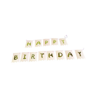 Pink Happy Birthday Banner with Gold Letters - 1 Banner