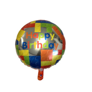 Building Blocks Happy Birthday 18" Mylar Balloon - 1 Balloon or 12 Balloons/Case