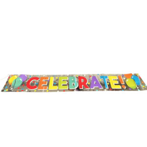 Celebrate, Foil Fringe Banner 4.5' x 8" Banner - 1 Banner