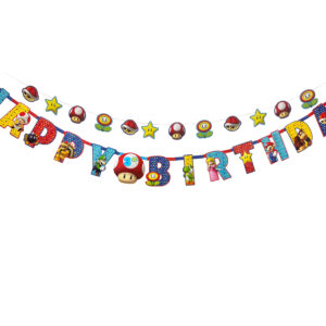 Super Mario Brothers "Happy Birthday" Banner - 1 Double Banner or 6 Double Banners/Case