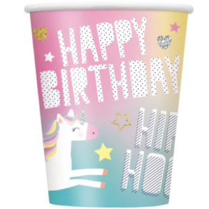 Unicorn Party 9oz Cups - 8 Cups/Pack or 96 Cups/Case