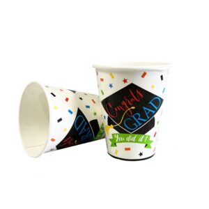 "Congrats Grad You Did It" Colorful 9oz Cups - 50 Cups/Pack
