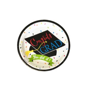 "Congrats Grad You Did It" Colorful 7" Plates - 60 Plates/Pack
