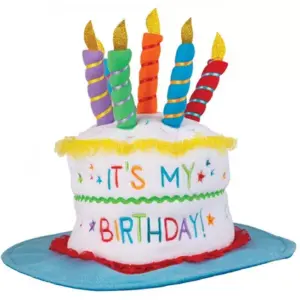 Plush "Happy Birthday" Cake Hat - 1 Hat