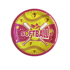 Girl's Softball Party 9" Plates - 8 Plates/Pack