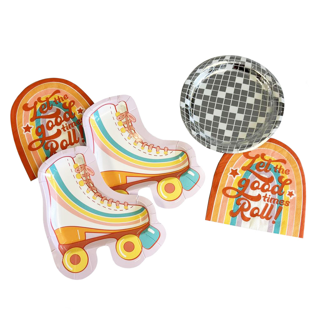 Retro Roller Skate 7" Disco Plate - 8 Plates/Pack or 48 Plates/Case - Image 2