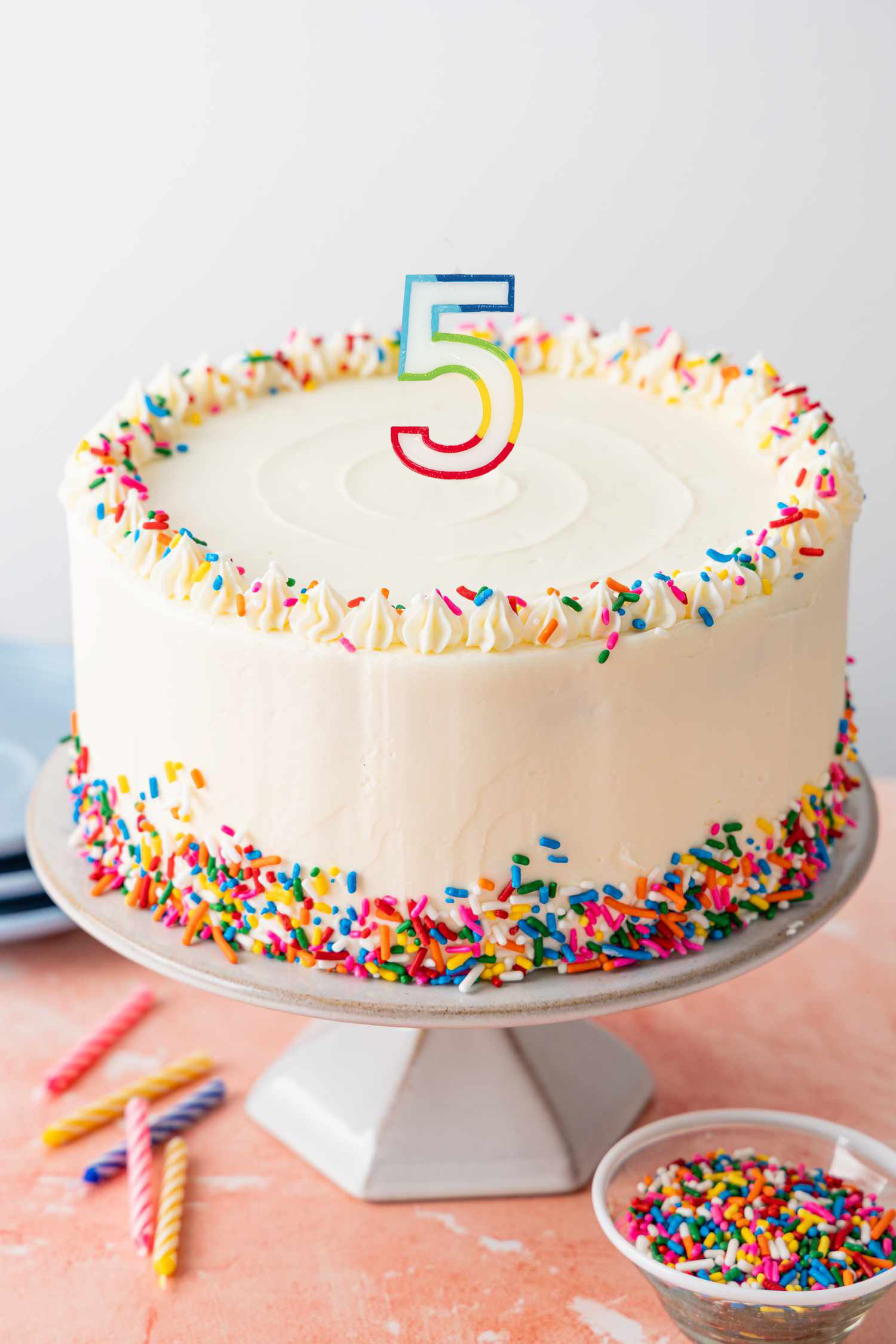 Number Birthday Candles with Rainbow Border - 1 Candle or 6 Candles/Case - Image 2