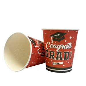 Red & Black Graduation 9oz Cups - 10 Cups