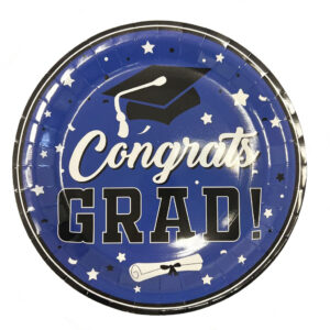 Blue & Black Graduation 9" Plates - 10 Plates