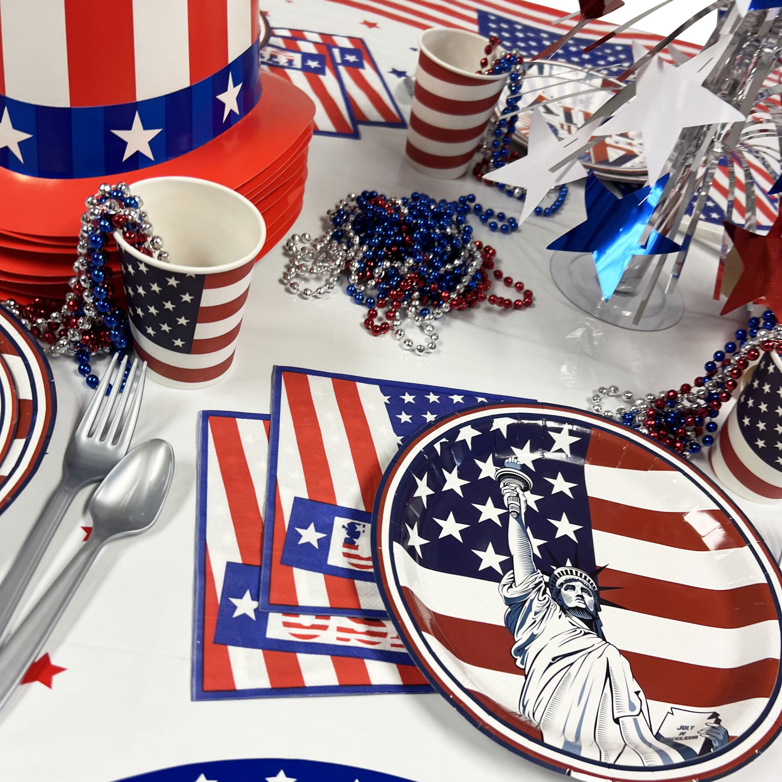 Red, White & Blue - 4th of July 9" Plates - 10 Plates - Image 2