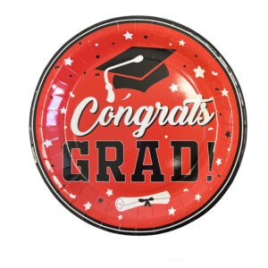 Red & Black Graduation 9" Plates - 10 Plates