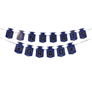 Blue & Black "Congrats Grad" Double Banner - 1 Double Banner