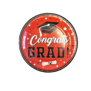 Red & Black Graduation 7" Plates - 10 Plates