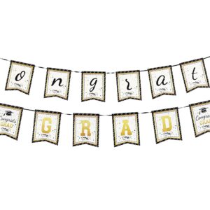 White, Black & Gold Graduation "Congrats Grad" Double Banner - 1 Double Banner