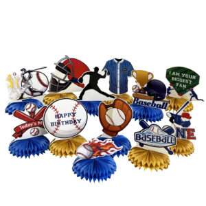 Baseball Honeycomb Centerpieces - 1 Centerpiece or 12 Centerpieces/Case
