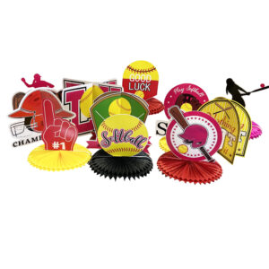 Softball Honeycomb Centerpieces - 1 Centerpiece or 12 Centerpieces/Case